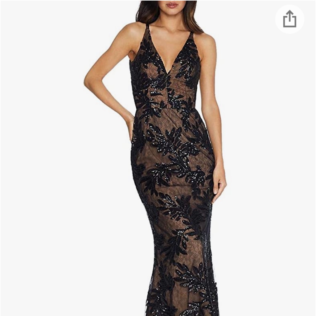 Size Small Dress The Population, Black With Nude Lining